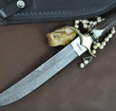 Beautiful Damascus Bowie Knife With Stag Handle - Image 4